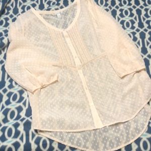 Cream soda see through peasant top.